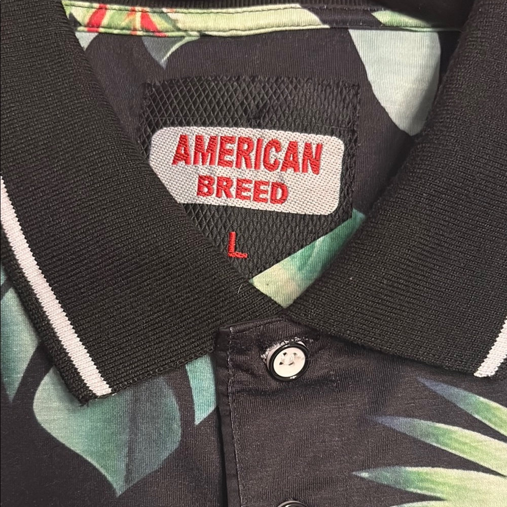 American Breed Black Tropical Polo - Picture 2 of 7